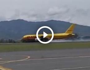 Samolot DHL zama si podczas awaryjnego ldowania! Wszystko nagrano WIDEO