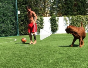 Leo Messi trenuje przed kolejnym meczem z... ogromnym psem! Nagranie robi furorę w sieci! WIDEO