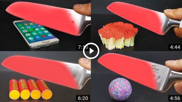 RMF Extra: Rozgrzany do 1000 stopni nóż tnie różne przedmioty. Te filmy robią w sieci furorę!