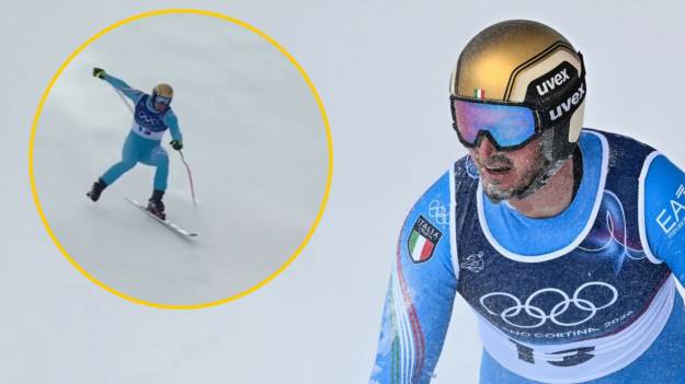 RMF Extra: IO 2026. Upadek włoskiego narciarza na supergigancie. Odpadła mu narta! 