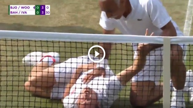 RMF Extra: Tenisiści na Wimbledonie parodiują Neymara? Zobacz, jak Bjoerkman reaguje na uderzenie piłką [WIDEO]