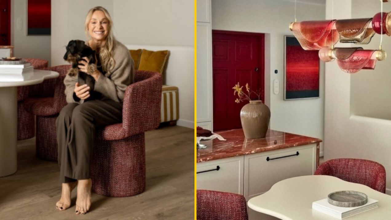 Tak mieszka Sonia Bohosiewicz. W domu nad zalewem ma surrealistyczną lampę i czerwone drzwi