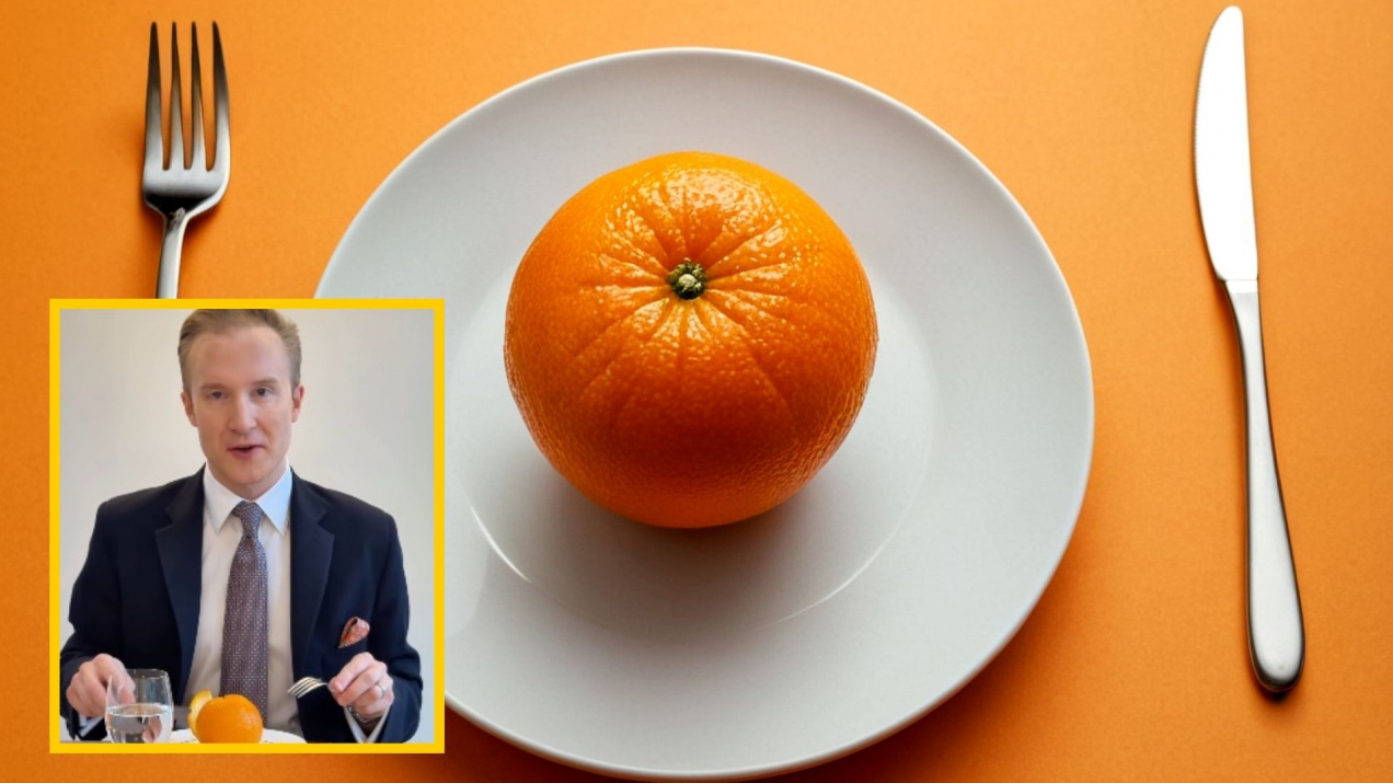 Jak elegancko jeść pomarańczę? Ekspert ds. etykiety tłumaczy. Opublikował specjalne nagranie