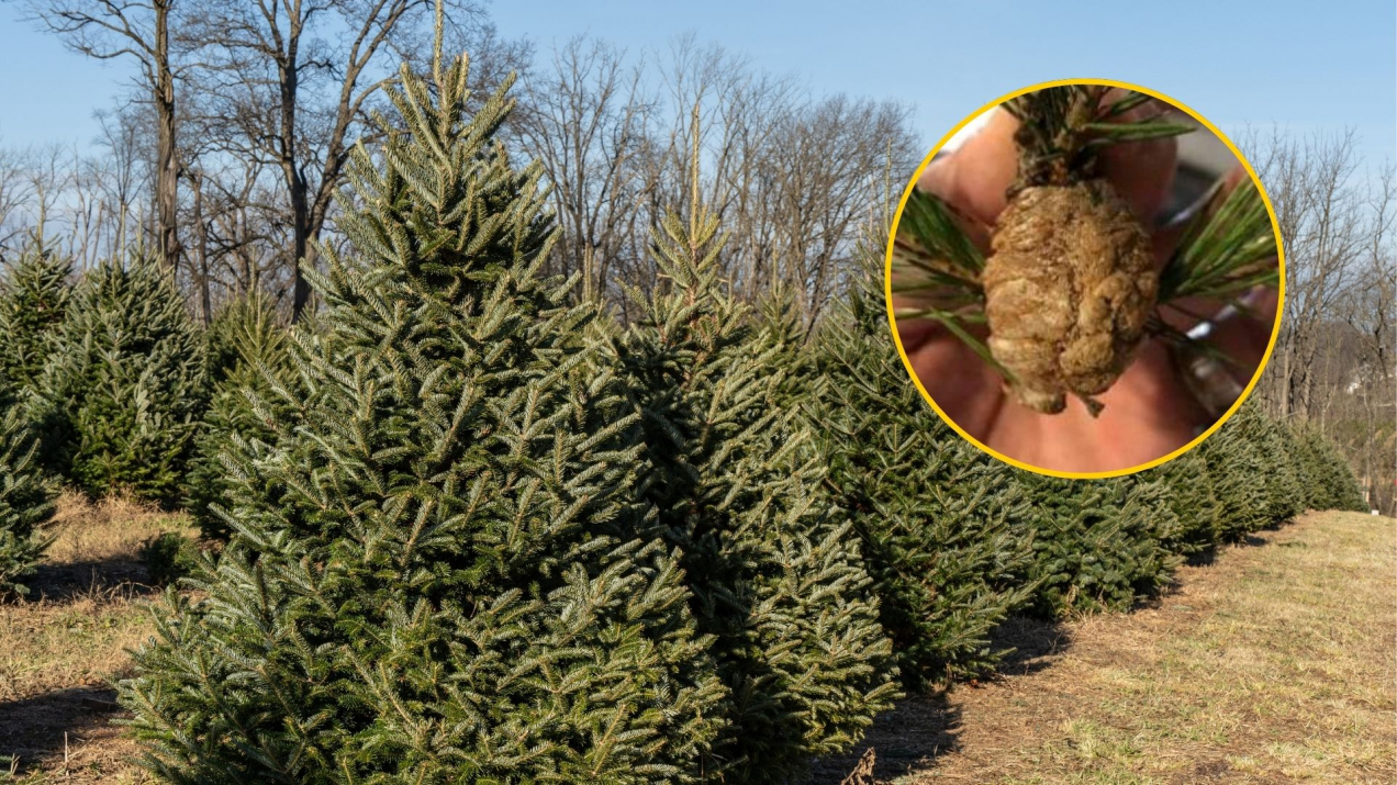 Dziwna „szyszka” na choince? niedługo wyjdą z niej owady