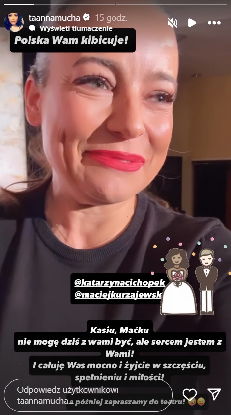 Anna Mucha nie pojawiła się na ślubie Katarzyny Cichopek